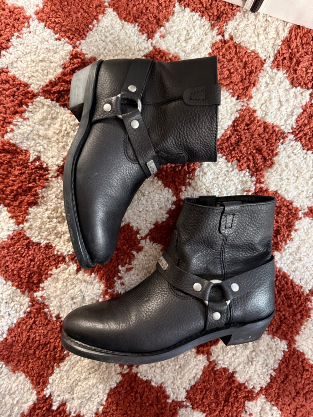 Women's Black Harness Moto Boots